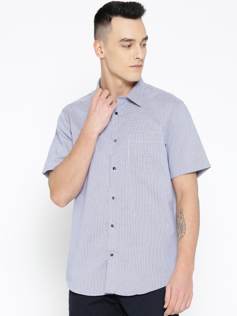 

Blackberrys Men Blue & Off-White Slim Fit Self Design Casual Shirt