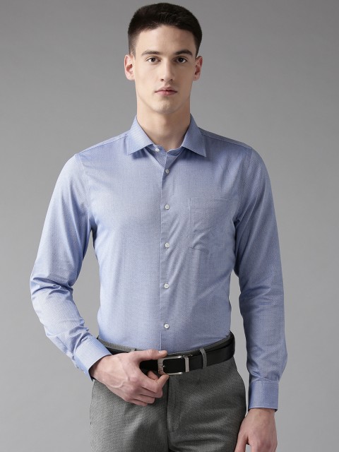 

Blackberrys Men Blue & White Slim Fit Self Design Formal Shirt