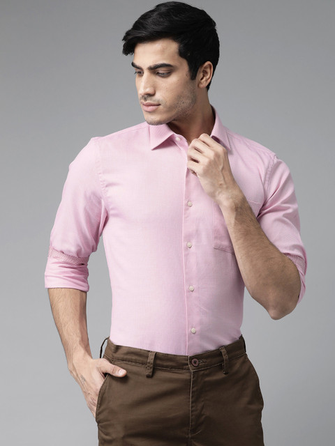 

Blackberrys Men Pink Slim Fit Self Design Smart Casual Shirt