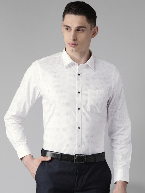 

Blackberrys Men White & Pink Slim Fit Printed Formal Shirt
