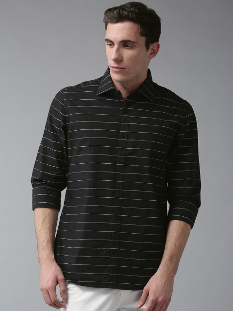 

Blackberrys Men Black Slim Fit Striped Casual Shirt