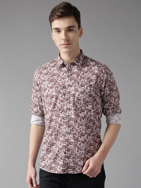 

Blackberrys Men Brown & White Slim Fit Printed Casual Shirt
