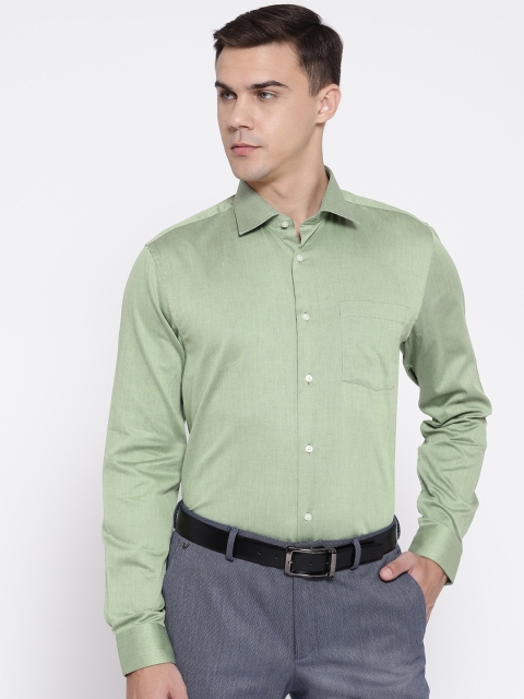 

Blackberrys Men Green & Black Slim Fit Self-Design Formal Shirt
