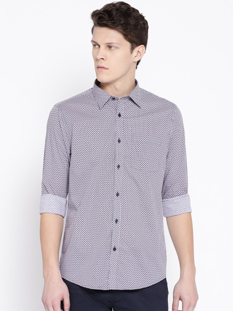 

Blackberrys Men Navy Blue & Red Slim Fit Printed Casual Shirt