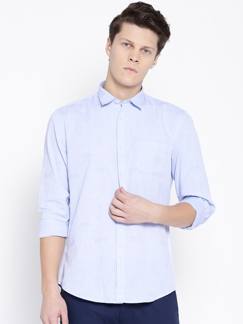 

Blackberrys Men Blue Slim Fit Self Design Casual Shirt