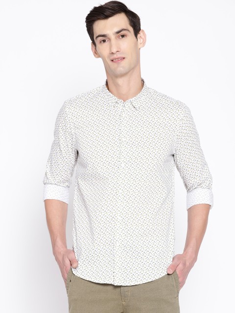 

Blackberrys Men Off-White & Yellow Regular Fit Printed Casual Shirt