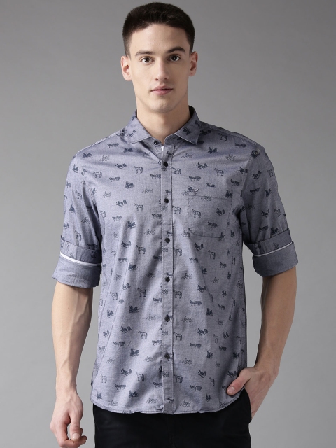 

Blackberrys Men Blue Slim Fit Printed Casual Shirt