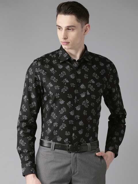 

Blackberrys Men Black & Grey Slim Fit Printed Smart Casual Shirt