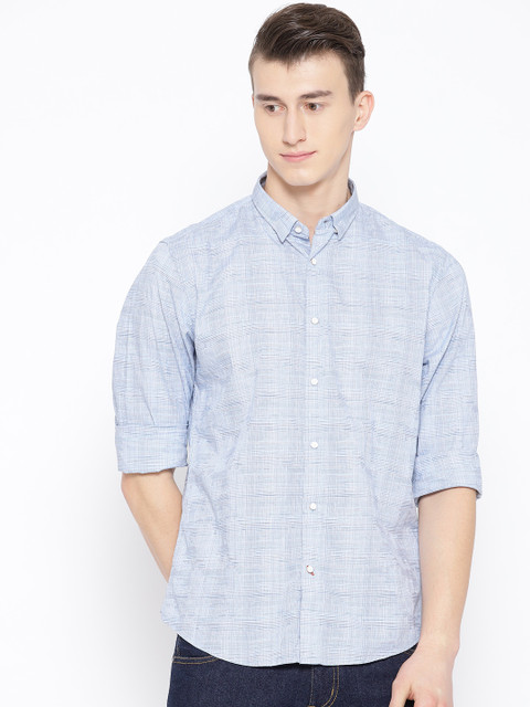 

Blackberrys Men Blue Slim Fit Self Design Casual Shirt
