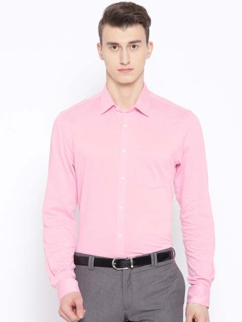 

Blackberrys Men Pink & White Slim Fit Self Design Formal Shirt