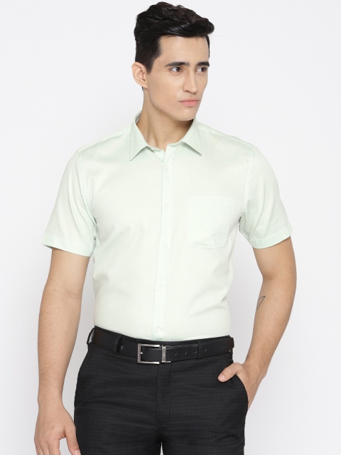 

Blackberrys Men Green Slim Fit Self Design Giza Cotton Formal Shirt