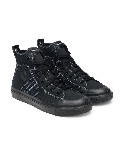 

DIESEL Men Black Solid Mid-Top Sneakers