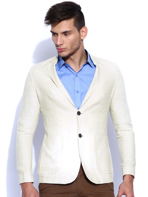 

Jack & Jones Beige Single-Breasted Linen Blazer