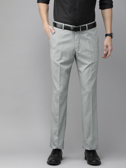 

Blackberrys Men Grey Regular Fit Self Design Formal Trousers