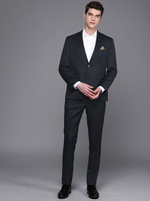 

SUITLTD Men Dark Navy Blue Regular Fit Solid Single-Breasted Formal Suit