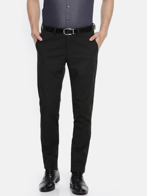 

SUITLTD Men Black Slim Fit Solid Formal Trousers