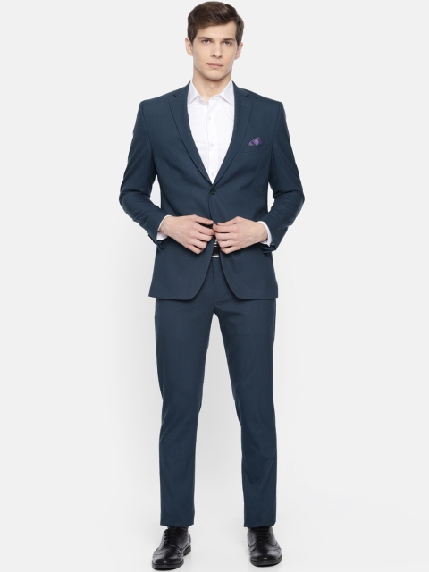 

SUITLTD Men Navy Blue Solid Single-Breasted Slim Fit Formal Suit