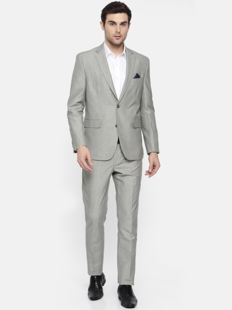 

SUITLTD Men Grey Solid Single-Breasted Regular Fit Formal Suit