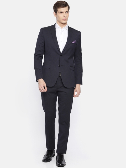 

SUITLTD Men Navy Blue Solid Slim Fit Single-Breasted Formal Suit
