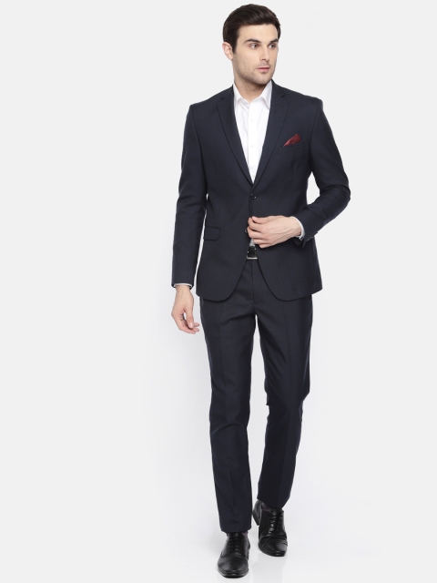 

SUITLTD Men Navy Blue Solid Slim Fit Single-Breasted Formal Suit