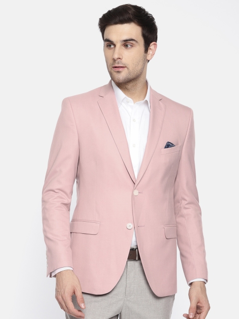 

SUITLTD Men Pink Solid Slim Fit Single Breasted Blazer