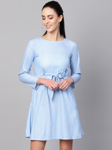 

Vemante Women Blue Solid A-Line Dress