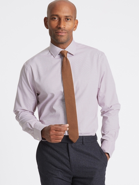 

Marks & Spencer Men Grey & Burgundy Slim Fit Printed Formal Shirt