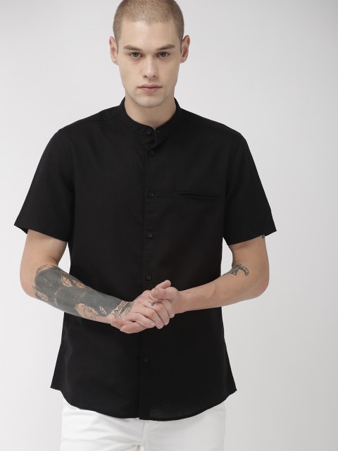 

Marks & Spencer Men Black Slim Fit Solid Casual Shirt