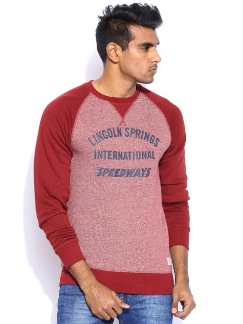 

Jack & Jones Men Maroon Printed Sweatshirt