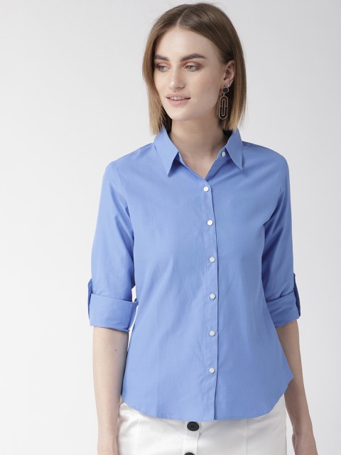 

Style Quotient Women Blue Classic Regular Fit Solid Casual Shirt