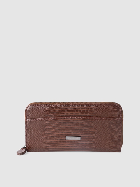 

DressBerry Women Brown Textured Zip Around Wallet