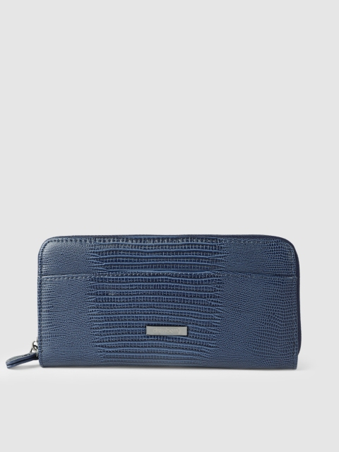 

DressBerry Women Navy Blue Textured Zip Around Wallet