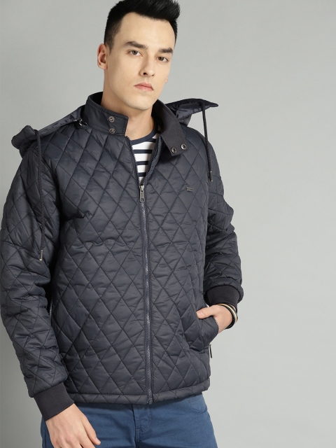 

Roadster Men Navy Blue Solid Quilted Jacket