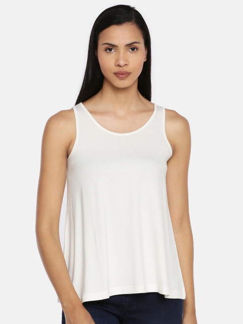 

Global Desi Women Off-White Solid Top