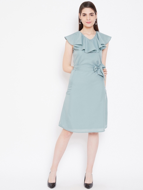 

LA LOFT Women Green Solid A-Line Dress