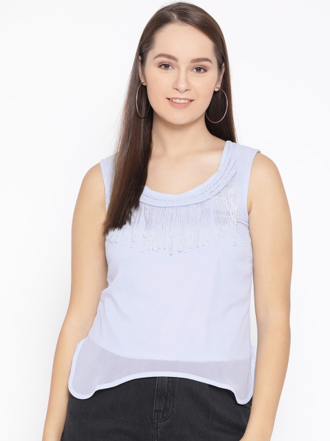 

LA LOFT Women Blue Solid Regular Top