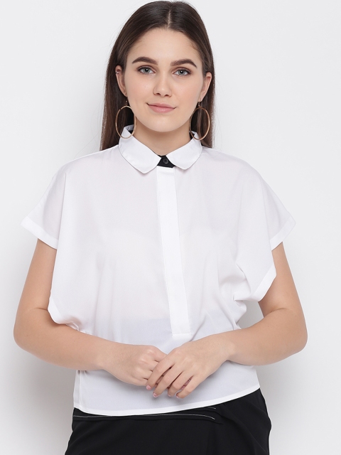 

LA LOFT Women White Solid Shirt Style Top