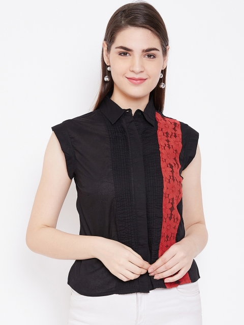 

LA LOFT Women Black & Red Regular Fit Solid Casual Shirt