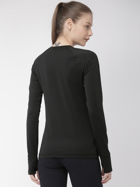 

Nike Women Dri-Fit Warm Crew Black Solid Round Neck T-shirt