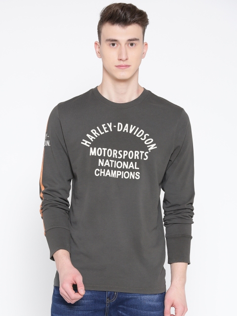 

Harley-Davidson Men Charcoal Grey Printed Round Neck T-shirt
