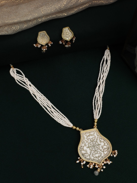 

Rubans Women Gold-Toned & White Beaded Jewellery Set