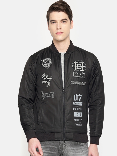 

Being Human Clothing Men Black Printed Bomber Jacket