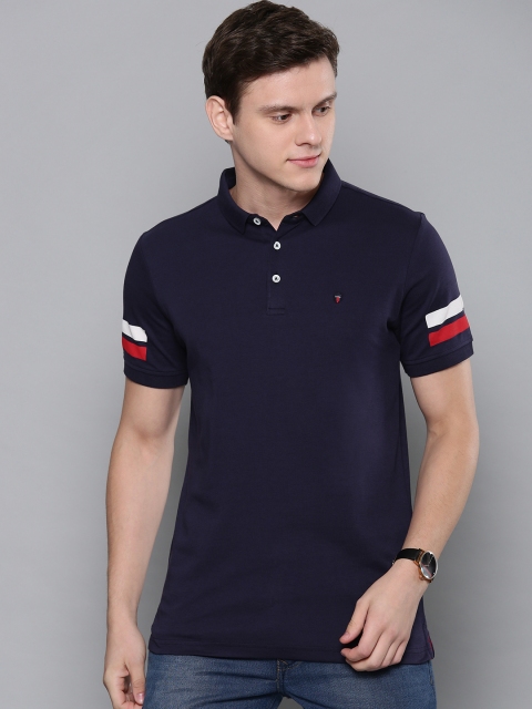 

Louis Philippe Sport Men Navy Blue Solid Polo Collar T-shirt
