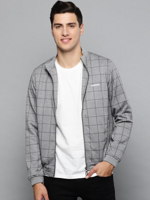 

Louis Philippe Sport Men Grey Checked Bomber Jacket