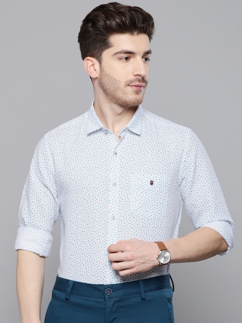 

Louis Philippe Sport Men White & Blue Super Slim Fit Printed Casual Shirt