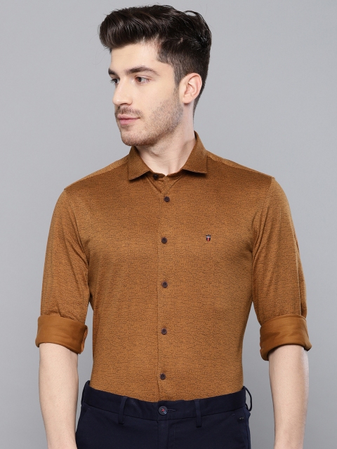 

Louis Philippe Sport Men Mustard Brown & Black Super Slim Fit Printed Smart Casual Shirt