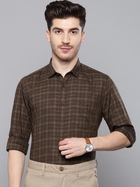 

Louis Philippe Sport Men Brown & Beige Super Slim Fit Checked Casual Shirt