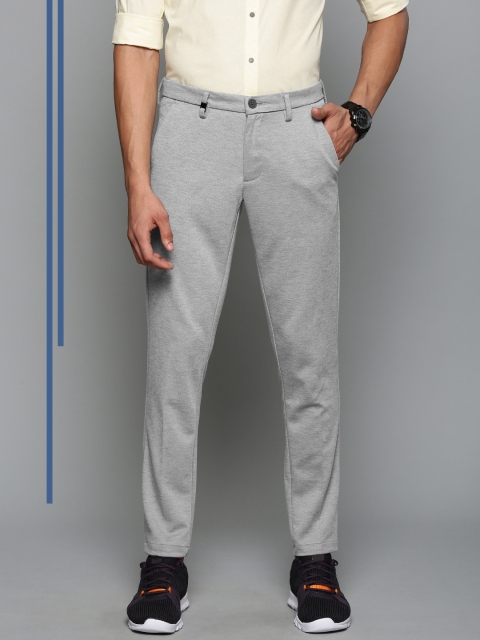 

Louis Philippe Ath.Work Men Grey Tapered Fit Solid Regular Trousers