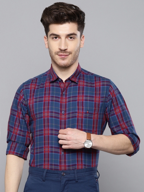 

Louis Philippe Sport Men Navy Blue & Red Super Slim Fit Checked Smart Casual Shirt