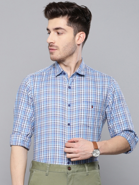 

Louis Philippe Sport Men Blue & Grey Super Slim Fit Checked Smart Casual Shirt